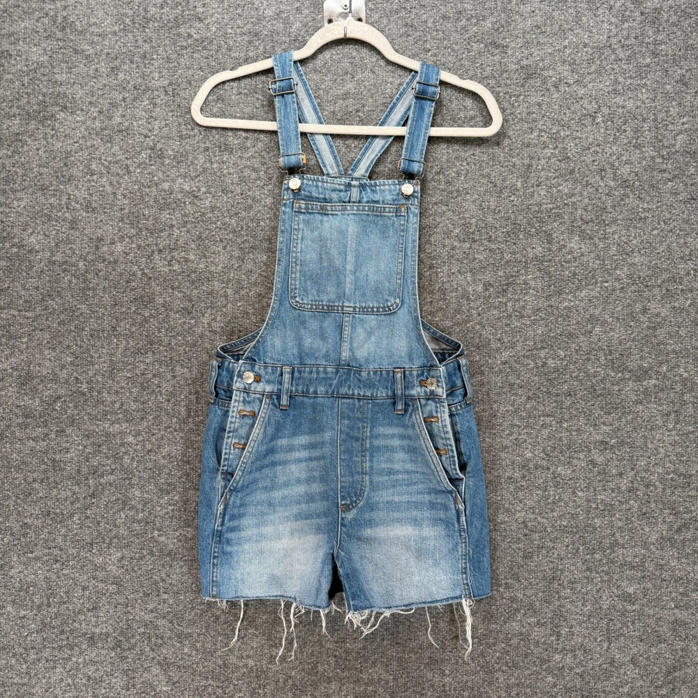 Madewell Jeans Overalls Women XS Blue Raw Hem Shortalls Summer Casual Denim‎